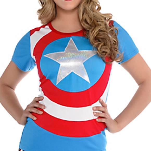 Marvel Tops - Marvel Captain America Fitted T-Shirt - XXL